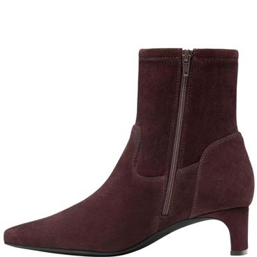 CLARKS WOMENS SUEDE STRETCH ANKLE BOOT - BROWN